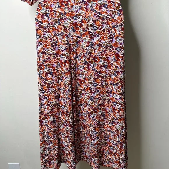 American Eagle Multicolor Floral One Shoulder Belted Midi Dress XS - Picture 9 of 10